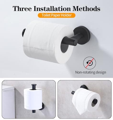 Matte Black SUS304 Stainless Steel Wall-Mounted Toilet Paper Holder (1pc)