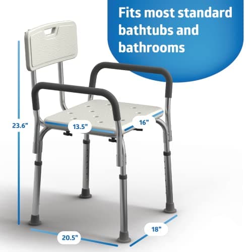 Medline Heavy Duty Slip Resistant Shower Chair with Padded Armrests
