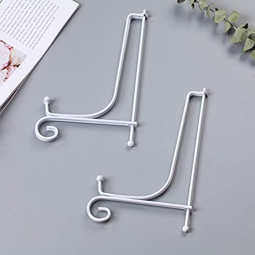 Artliving 6" Iron Plate Stand, White 2-Pack for Picture Frames and More