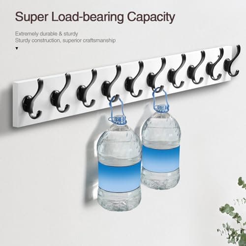 Tatub 38.6" White Wall Mount Coat Rack with 10 Hooks