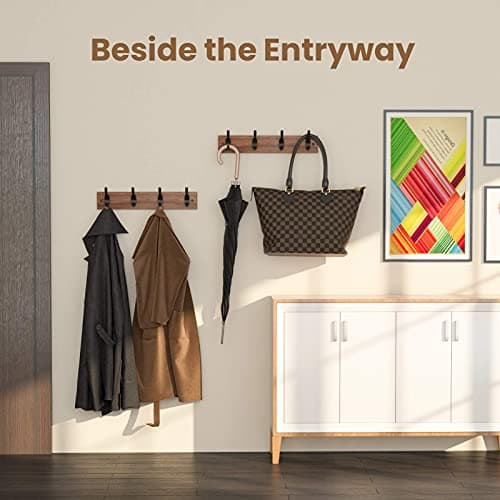 Wall Mounted Coat Rack Set for Entryway or Living Room - 2 Pack