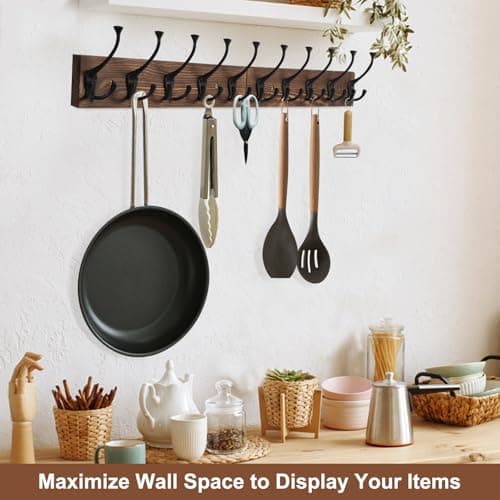 Rustic Large Coat Rack with 10 Hooks for Entryway and Farmhouse Style