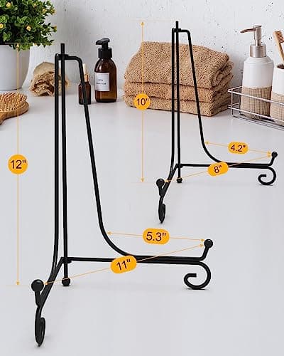 Lzerking 8-Pack 4-Inch Foldable Iron Picture Stand, Black Easel for Decorative Plates & Photo Frames