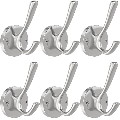 4 Pack Brushed Nickel Heavy Duty Wall Hooks for Coat Towels Bathrooms Garage — Silver