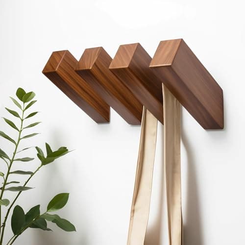Walnut Wood Wall Hooks 4Pack Heavy Duty Coat Hooks
