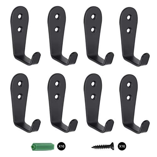 8 PC Stainless Steel Wall Hooks, Heavy Duty Garage & Bathroom Hooks (Black)