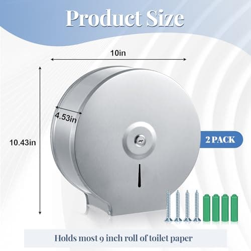 Mifoci Commercial Toilet Paper Holder, Stainless Steel, Silver, Fits 9" Rolls