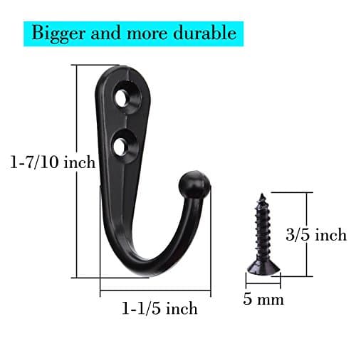 Vintage Black Coat Hook 24 Pieces, Wall Mount Robe Hook with 50 Screws