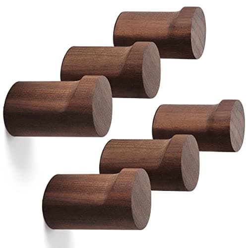 Rustic 4 Pack Wood Wall Hooks for Hanging Bags, Towels, and Clothes — Walnut