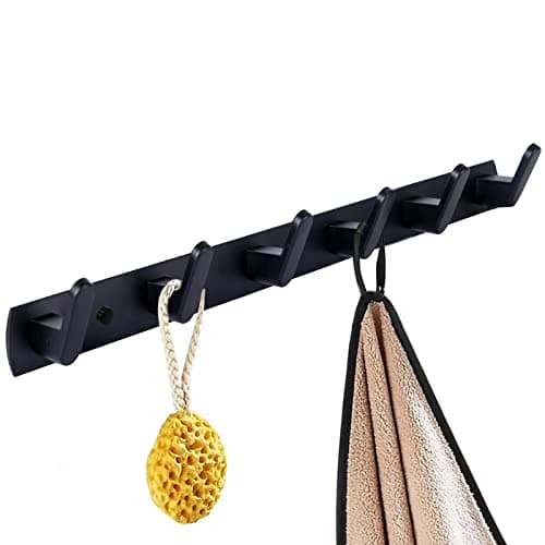 Modern Wall Mount Coat Rack with 6 Hooks, Black
