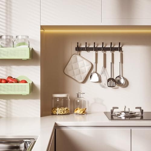2 Pack Metal Wall Coat Rack with 6 Hooks, Black for Hats and More
