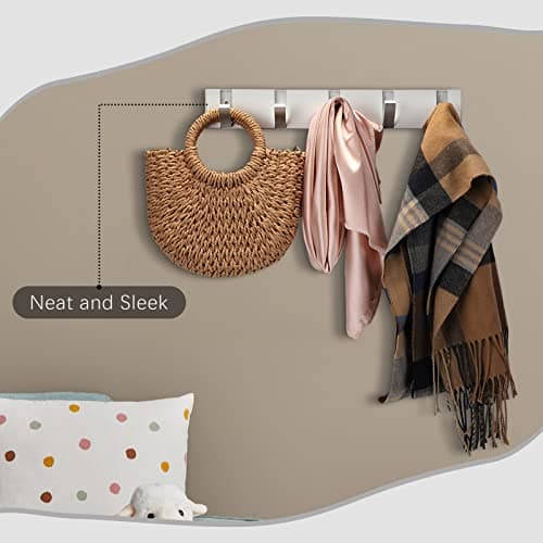 Wesiti Floating Wall Coat Rack with Hooks, White