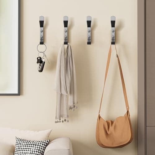 10PCS Heavy Duty Black Metal Wall Hooks for Coat, Towel & Hat Hangers with 20 Screws