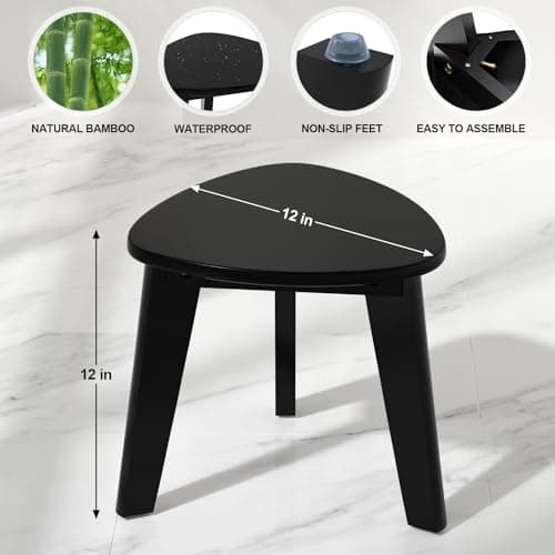 Domax Beautiful Bamboo Shower Bench for Inside Shower, Black