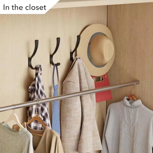 10-Pack Metal Hanging Coat Hooks, Wall Mount, Heavy Duty Screws