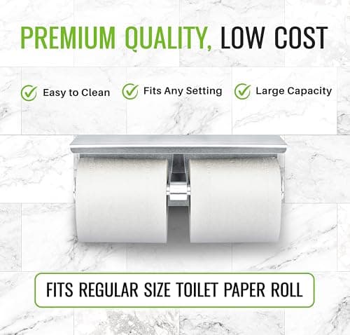 Alpine Rust-Resistant Dual Roll Toilet Paper Holder with Phone Shelf