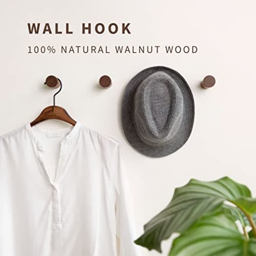 Black Walnut Wood Wall Hooks - Pack of 4 Minimalist Decor
