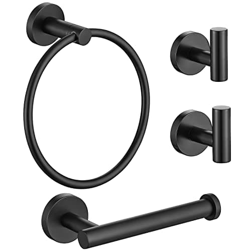 Lairuier 4-Piece Bathroom Hardware Set in Brushed Gold — Matte Black