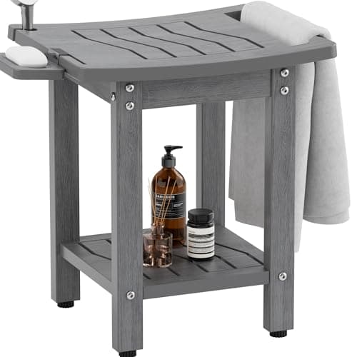 YEFU Waterproof Shower Bench for Adults and Seniors — Grey