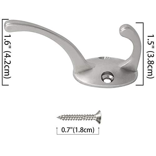 12 Pack Silver Coat Hooks with Screws for Wall Mounting - Retro Double Utility Hooks for Coats, Scarves, Bags, Towels, Keys, Hats