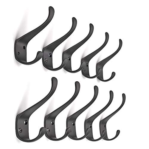 Ambipolar Double Matt Black Wall Hooks 10-Pack