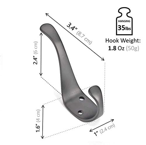 Ambipolar Double Matt Black Wall Hooks 10-Pack