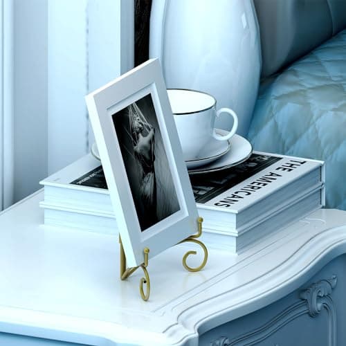 Gold Hinged 6” Table Stand, 2-Pack for Displaying Books, Art, Photos & Platters