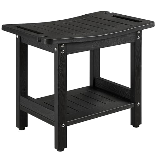 Poly Lumber Large Waterproof Shower Bench Seat, Black