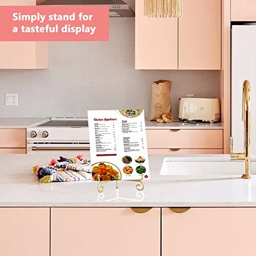 Compact 2-Pack Iron Display Stand for Displaying Pictures, Plates, Books and Arts