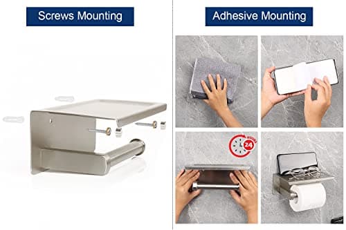 NearMoon 304 Stainless Steel Toilet Paper Holder with Shelf for Bathroom/Kitchen