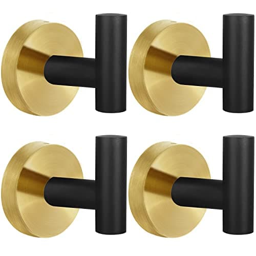 Matte Black Stainless Steel Robe Hooks Heavy Duty Bathroom Wall Mount Towel Hooks 8 Packs — Black Gold