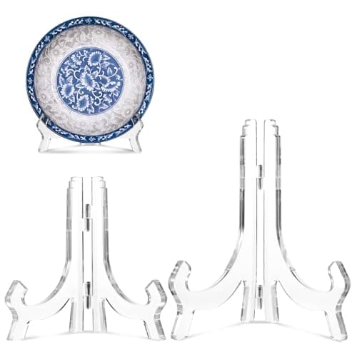 Clear Acrylic Plate Stand, 2 Pieces 4.4/6.4-Inch Display Easels
