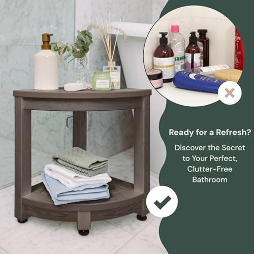 HDPE Corner Shower Stool - Waterproof Shower Bench for Shaving and Organizing (Brown)