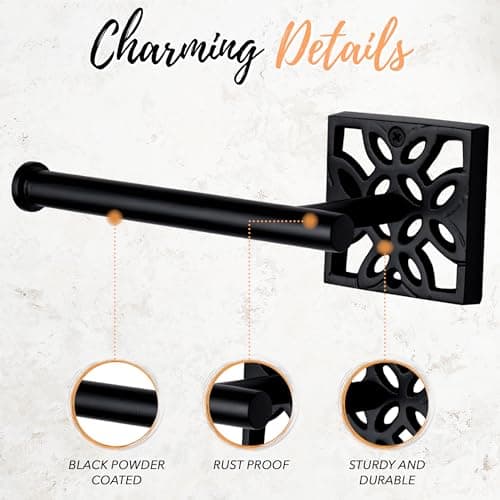 Modern Farmhouse Black Toilet Paper Holder, Rustproof Wall Mount for Bathroom