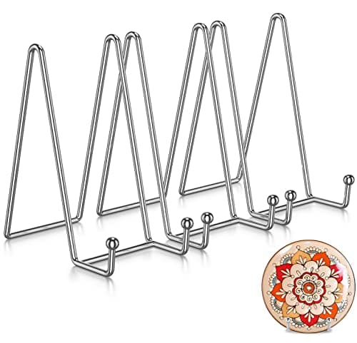 Livelab 6 Inch Silver 3 Pack Picture & Decor Stand Metal Plate Holder