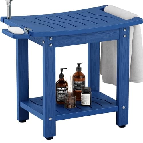YEFU Waterproof Shower Bench for Adults and Seniors — Navy Blue