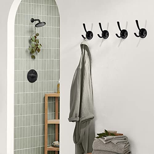 TUNNY 5 Pack Matte Black Coat & Towel Hooks for Bathroom Wall Mounted