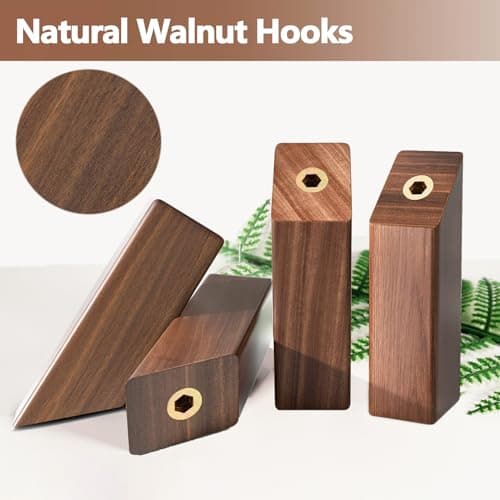 Walnut Wood Wall Hooks 4Pack Heavy Duty Coat Hooks
