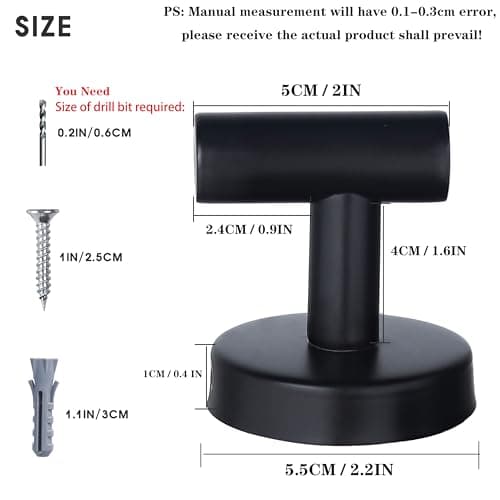 Matte Black Stainless Steel Robe Hooks Heavy Duty Bathroom Wall Mount Towel Hooks 8 Packs