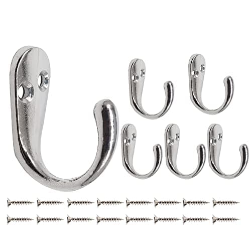 Black 6-Pack Antique Jacket Hooks for Entryway Heavy Duty Wall Mount — Silver