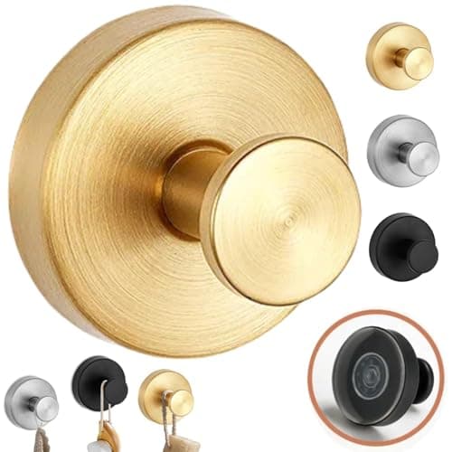 Luxe No-Drill Stainless Steel Waterproof Towel Hooks for Bathrooms — Gold 1PC