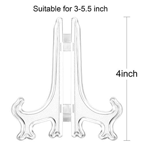 Boao Clear 4 Inch Plastic Easel Plate Display Stand for Home Weddings