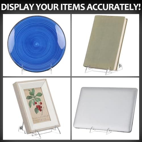 Clear Acrylic Plate Stand with Adjustable Wire Holder Stand 4.75" H