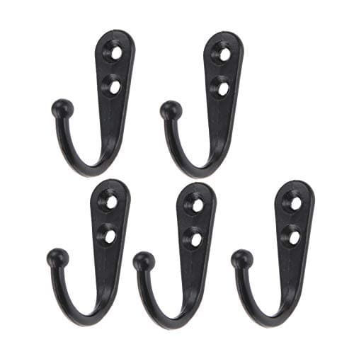 Yetaha Black Wall Hooks for Coats, Towels & More, Pack of 5
