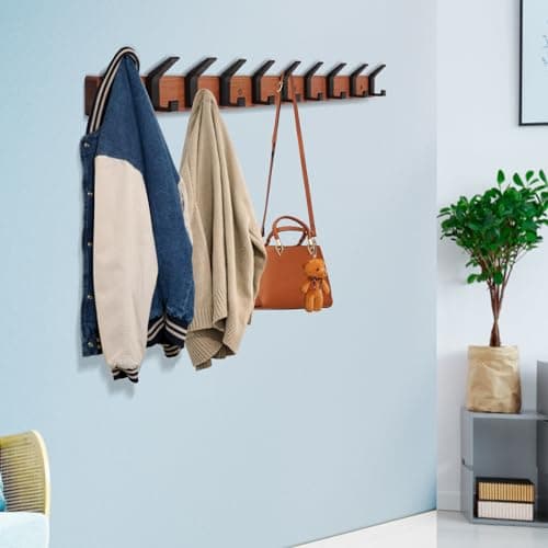 IBosins 33.5'' Wall-Mounted Coat Rack with 10 Double Hooks for Entryway