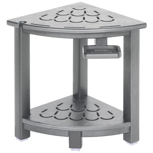 Nalone HDPE Corner Shower Stool with Storage (Grey)