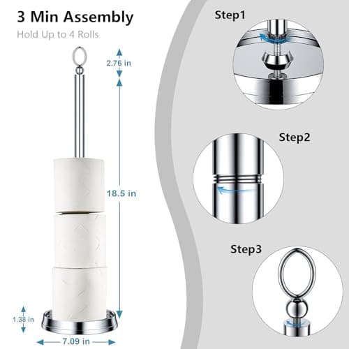 Chrome Heavy Duty Toilet Paper Holder with Reserve Function