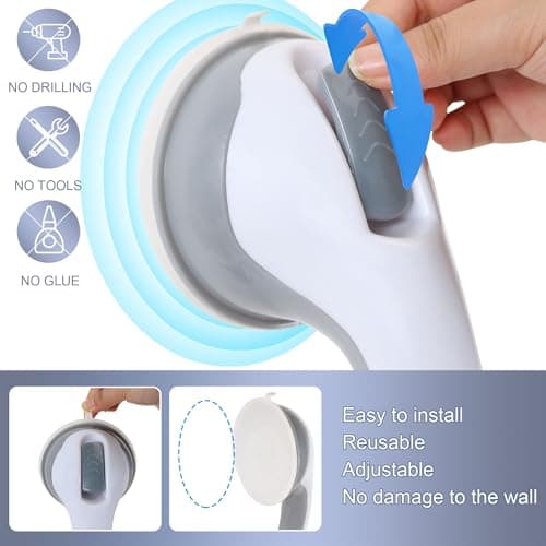 OWIIZI Wall Mount Shower Stool with Double Suction Cup