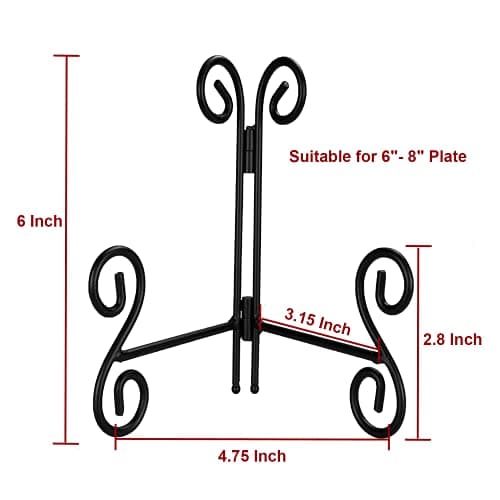 Black Iron Easel Stand for Displaying plates and Photo Collectibles