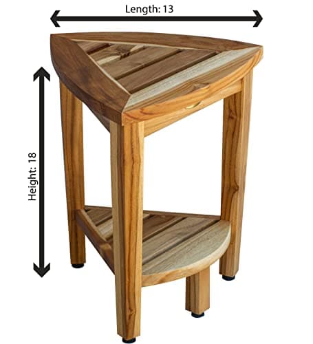 EcoDecors Corner Waterproof Teak Wood Shower Bench Stool
